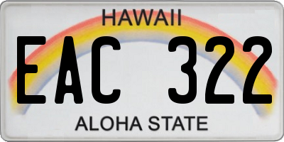 HI license plate EAC322