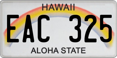 HI license plate EAC325