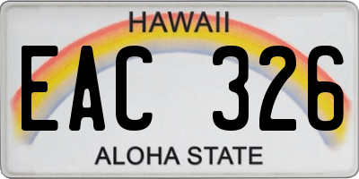 HI license plate EAC326