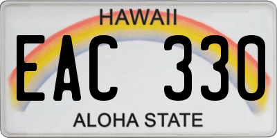 HI license plate EAC330