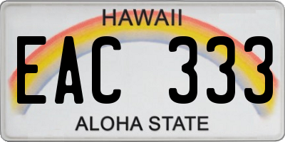 HI license plate EAC333