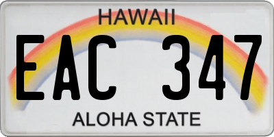 HI license plate EAC347