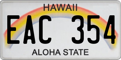 HI license plate EAC354