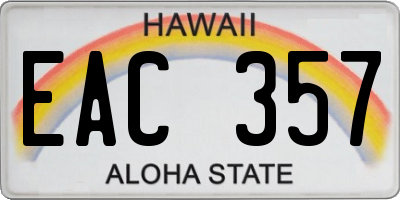 HI license plate EAC357