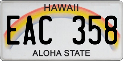 HI license plate EAC358