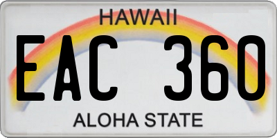 HI license plate EAC360