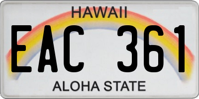 HI license plate EAC361