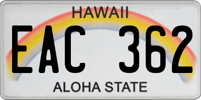 HI license plate EAC362