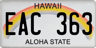 HI license plate EAC363