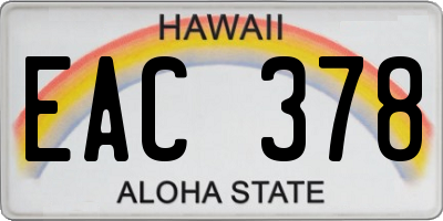 HI license plate EAC378