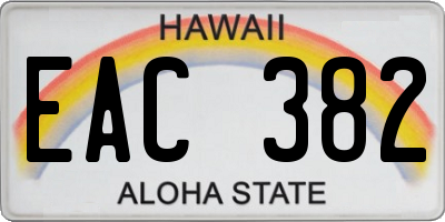 HI license plate EAC382