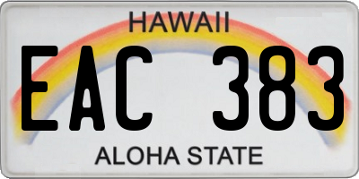 HI license plate EAC383