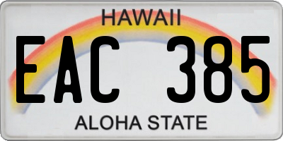 HI license plate EAC385