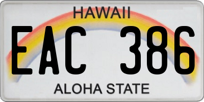 HI license plate EAC386