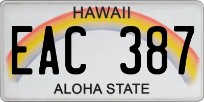 HI license plate EAC387