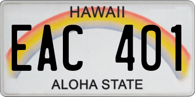 HI license plate EAC401