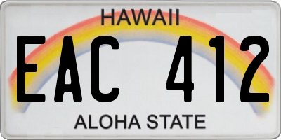 HI license plate EAC412