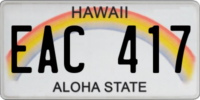 HI license plate EAC417