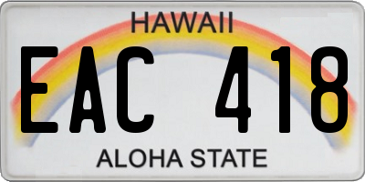 HI license plate EAC418