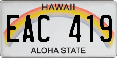 HI license plate EAC419