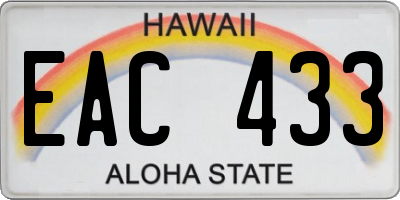 HI license plate EAC433