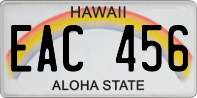 HI license plate EAC456