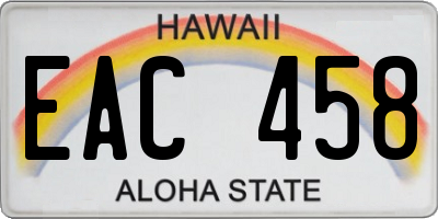 HI license plate EAC458