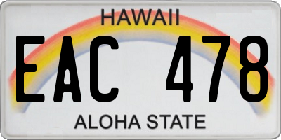 HI license plate EAC478