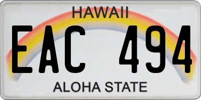 HI license plate EAC494