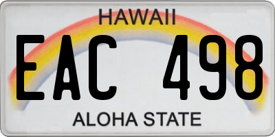 HI license plate EAC498