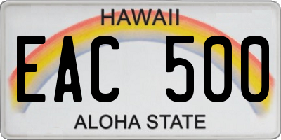 HI license plate EAC500