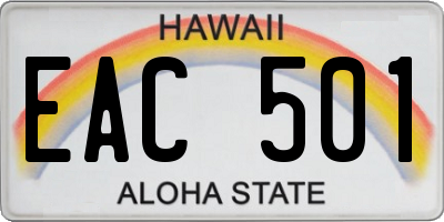 HI license plate EAC501