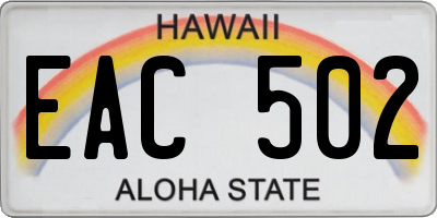 HI license plate EAC502