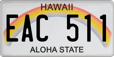 HI license plate EAC511