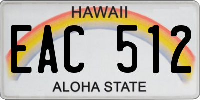 HI license plate EAC512