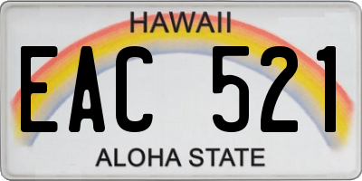 HI license plate EAC521