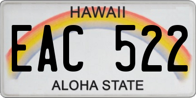 HI license plate EAC522