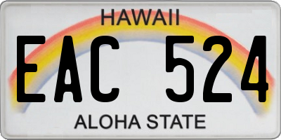 HI license plate EAC524