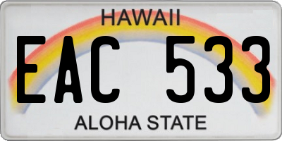 HI license plate EAC533