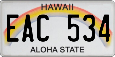 HI license plate EAC534