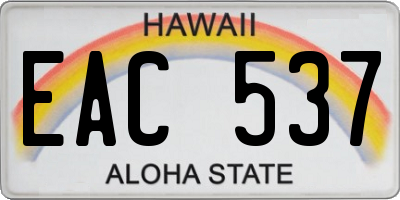 HI license plate EAC537