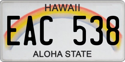 HI license plate EAC538