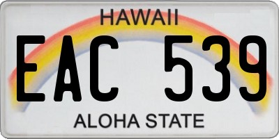 HI license plate EAC539