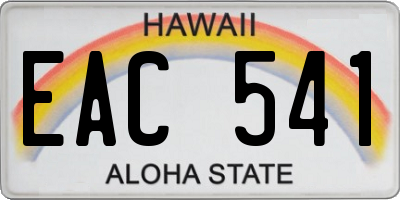 HI license plate EAC541