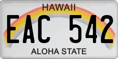 HI license plate EAC542