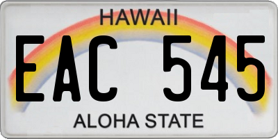 HI license plate EAC545