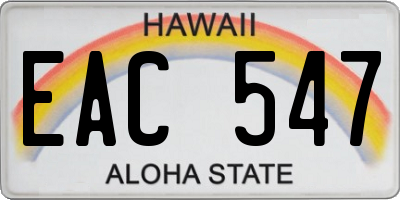 HI license plate EAC547