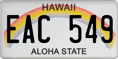 HI license plate EAC549