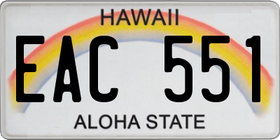 HI license plate EAC551