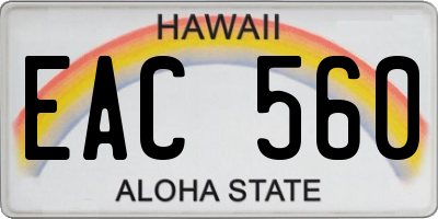 HI license plate EAC560